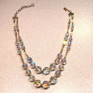 Double Aurora Borealis Necklace with Gold Accents